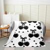 Black Cherry Pattern Blanket Soft Fleece Throw Minimalist Decor Girl Room Gift Retro Design Home Decoration