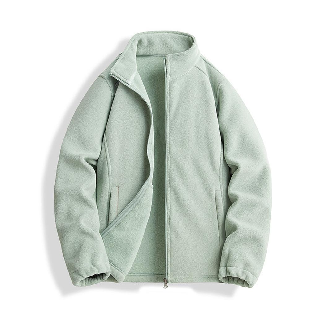 Men's New Outdoor Warm Solid Color Stand Collar Jacket Fashion Plush Heavy Casual Jacket