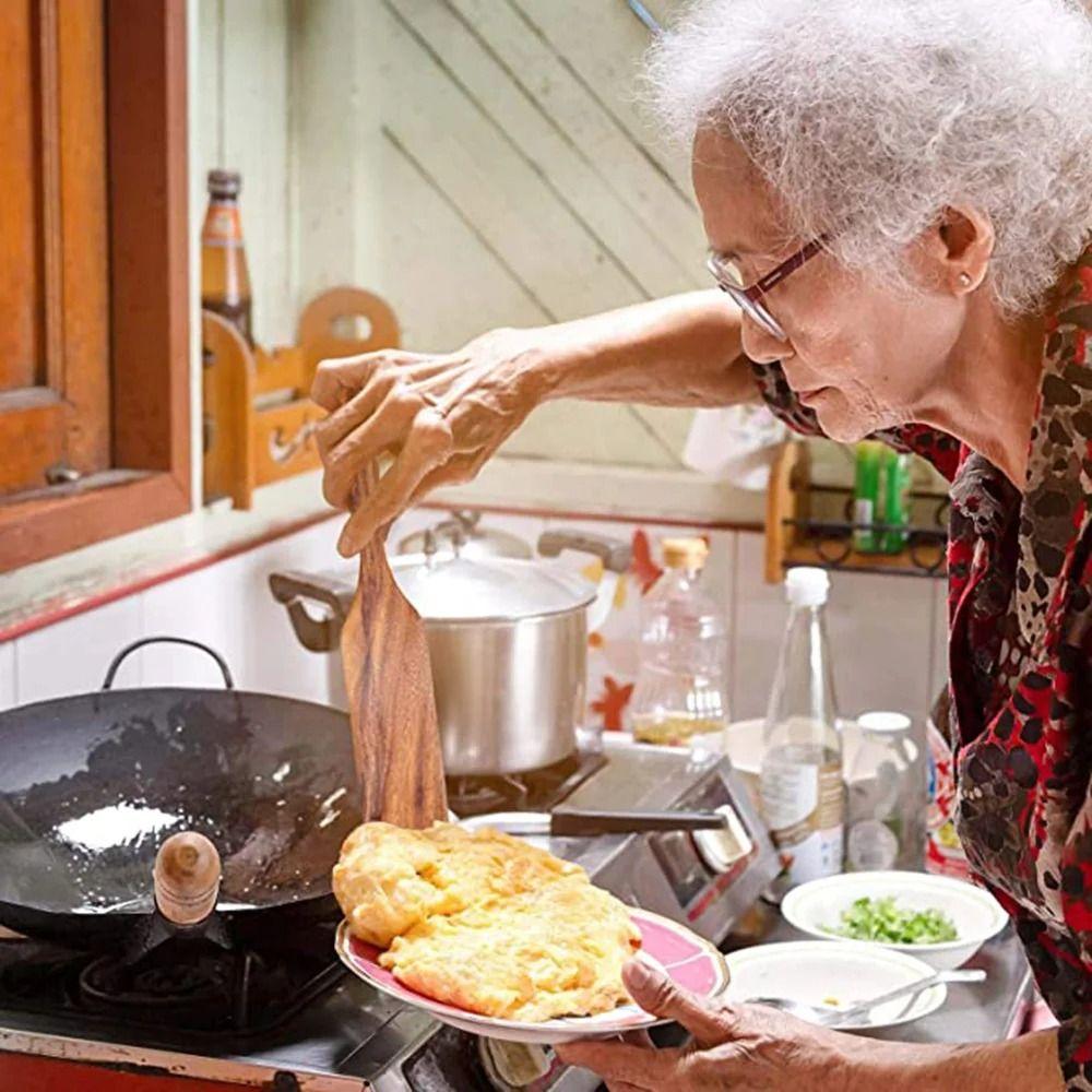 Teak Wood Wooden Spatula Non-Stick Wooden Ladle Skimmer Kitchen Utensils Tools Sourdough Starter