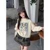 Kids Girls Cute Cartoon Print Casual Loose Round Neck Long Sleeve Pullover Sweatshirt