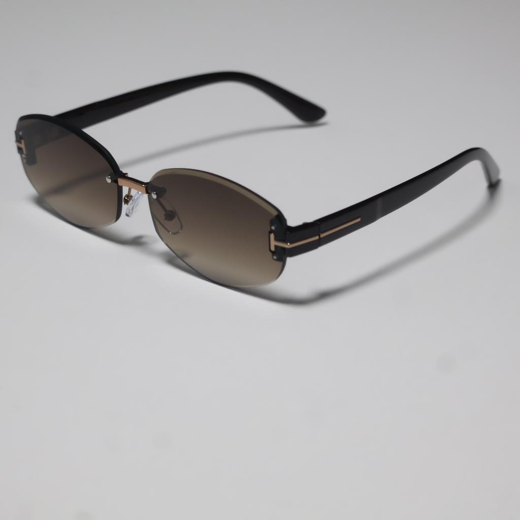 2026 New European and American Fashion Oval Rimless Sunglasses Women's Personality Trend Street Photography Sunscreen Sunglasses Women