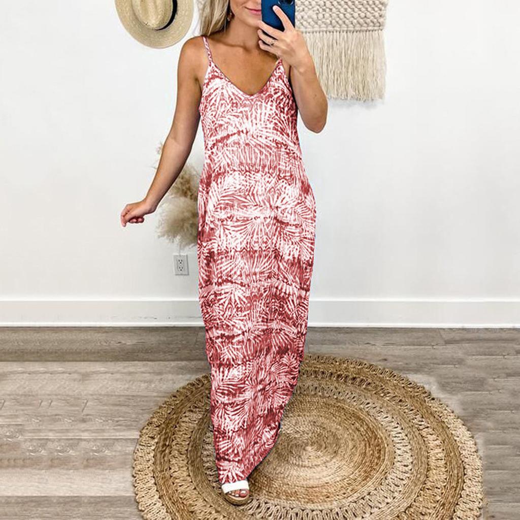 Verano Mujer Sin Mangas Vestido Largo Suelto Cuello en V Corbata Lisa  Tie-Dye Maxi Vestidos comprar a buen precio — entrega gratuita, reseñas  reales con fotos — Joom