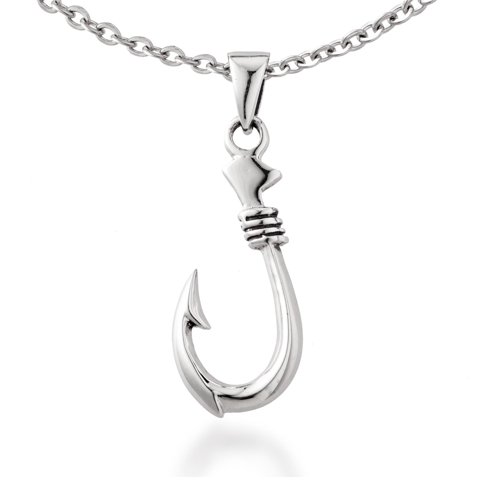 

Серебряное 925 колье с подвеской в виде рыболовного крючка rm253 [Velvi] Мужское Женское (Цепь 45см) серебряный