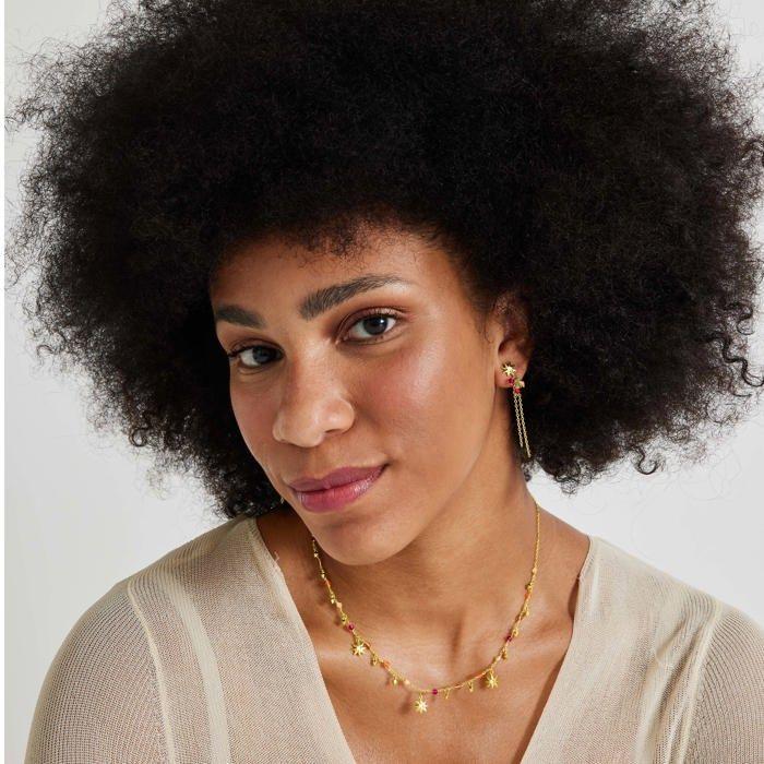 Collier Luxenter En Argent 925 Avec Cristaux Multicolores Finis En or Jaune 18K - Sekhay