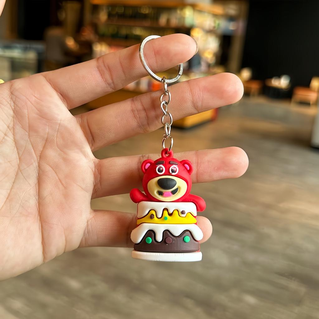 Cartoon Cute Dessert Strawberry Bear Keychain Pendant Creative Cake Bear Doll Bag Car Keychain