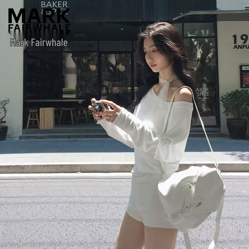 MARK FAIRWHALE Women s Loose Fit Off-Shoulder Long Sleeve Top S