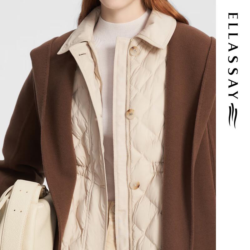 ELLASSAY Women's Hooded Wool Blend Mid-length Coat