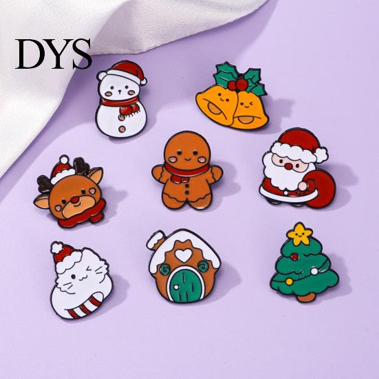 Elk Bag Decoration Pin Christmas Cartoon Enamel Brooch, Santa Claus Snowman Tree Badge Pin, Alloy Festive Badges Bags Scarves Clothes Decorative