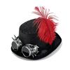 Adult Black Top Hat with and Red Feather Decoration for Costume