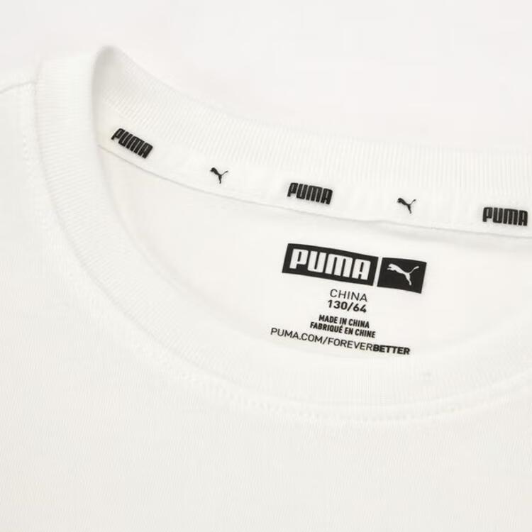 Puma Graphic T-Shirt Wiseaircon Letter Sports Quick-Dry Crew Neck Drop Shoulder Short Sleeve Kids tops White 950440-01