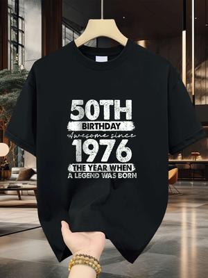 50Th Birthday 1976 Men'S Printed T-Shirt Living Room Bedroom Street Travel Outdoor Party Casual Wear Machine Washable