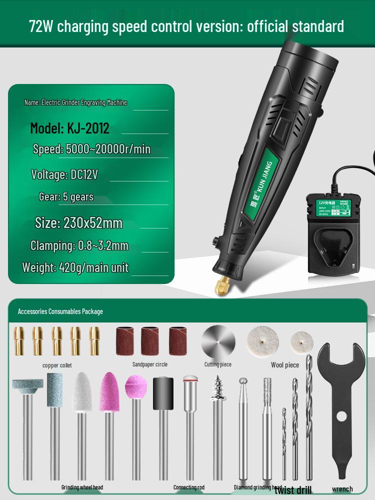 Rechargeable High-Power Handheld Electric Grinder for Carving, Cutting, and Woodworking.