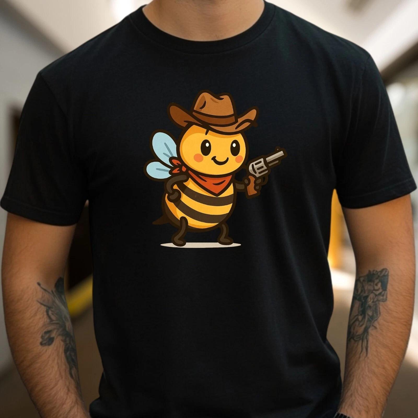 T-Shirt Herren Cowboy Biene Motiv Baumwolle Größe S bis 5XL S