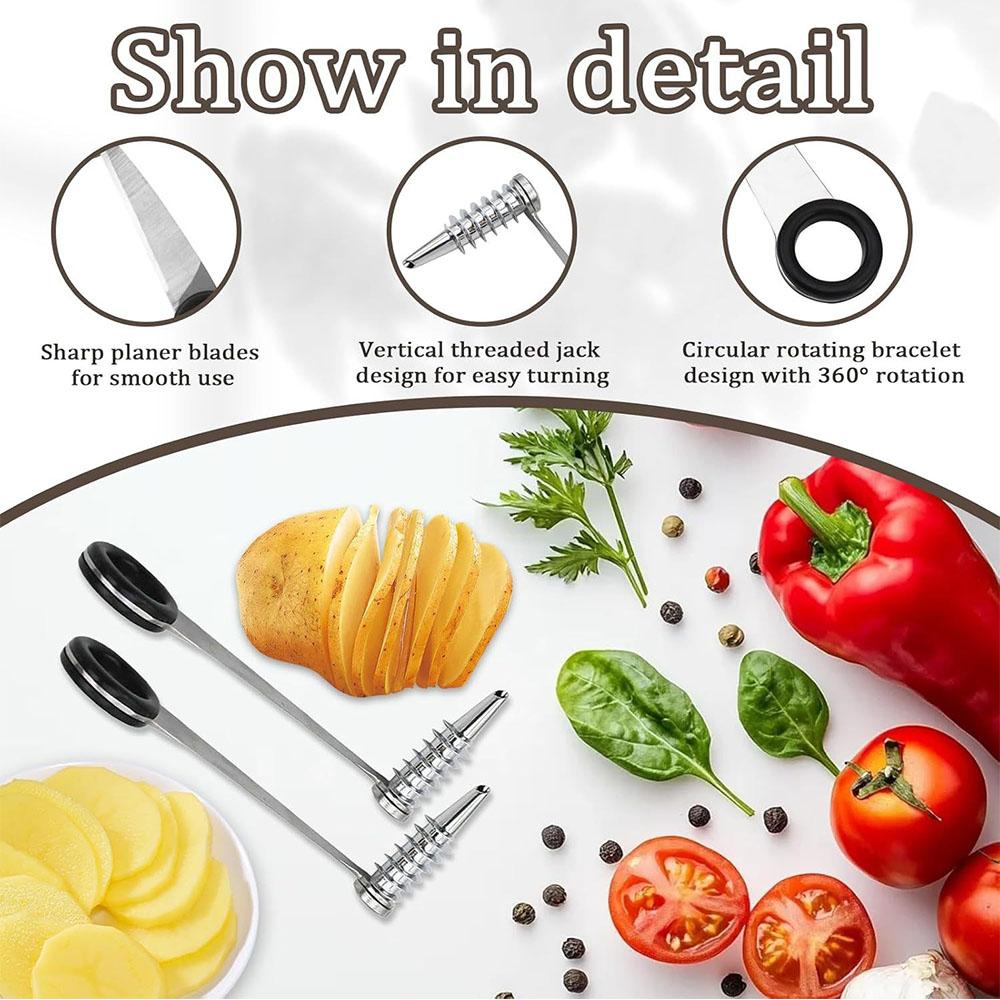 2pcs Stainless Steel Spiral Cutter for Fruit, Potatoes, Carrots, Cucumbers