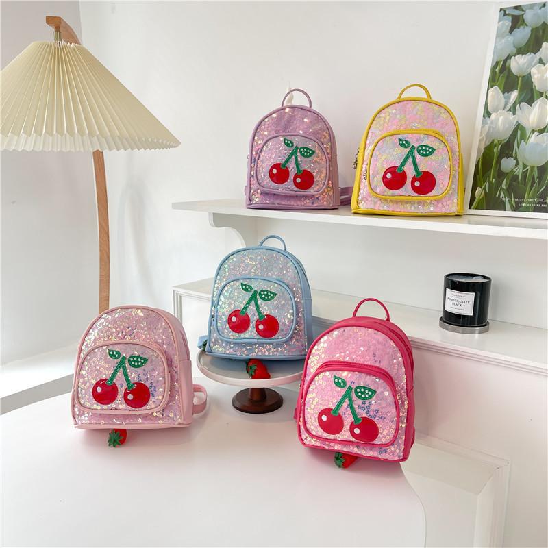 Cute And Stylish Cherry Design Pu Leather Backpack For Girls With Breathable Durable Features