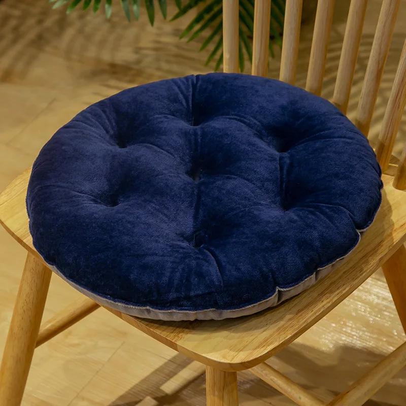 Solid Color Crystal Velvet Color-matching Chair Cushion Winter Warm Seat Cushion Student Stool Butt Office Chair Cushion