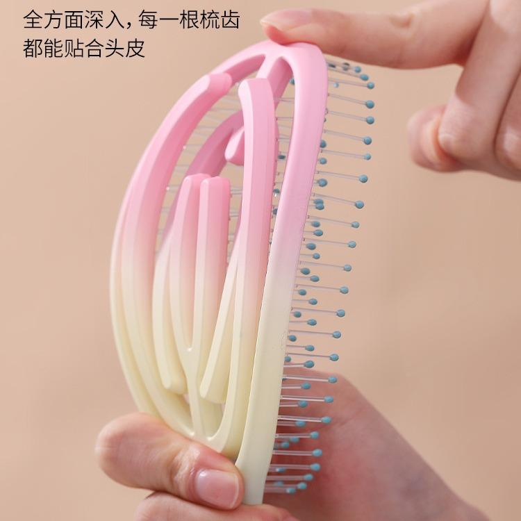 Macaron Big Bend Comb Hair Massage Comb Men's Fluffy Comb Curly Hair Styling Comb Arc Nine Ribs Comb