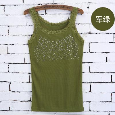 Koreanische Version von heißem Diamant-Westen Damen vielseitig Sommer Spitze Spitze gefädelt Baumwolle Gypsy Strass schmaler Primer I-förmiger Träger