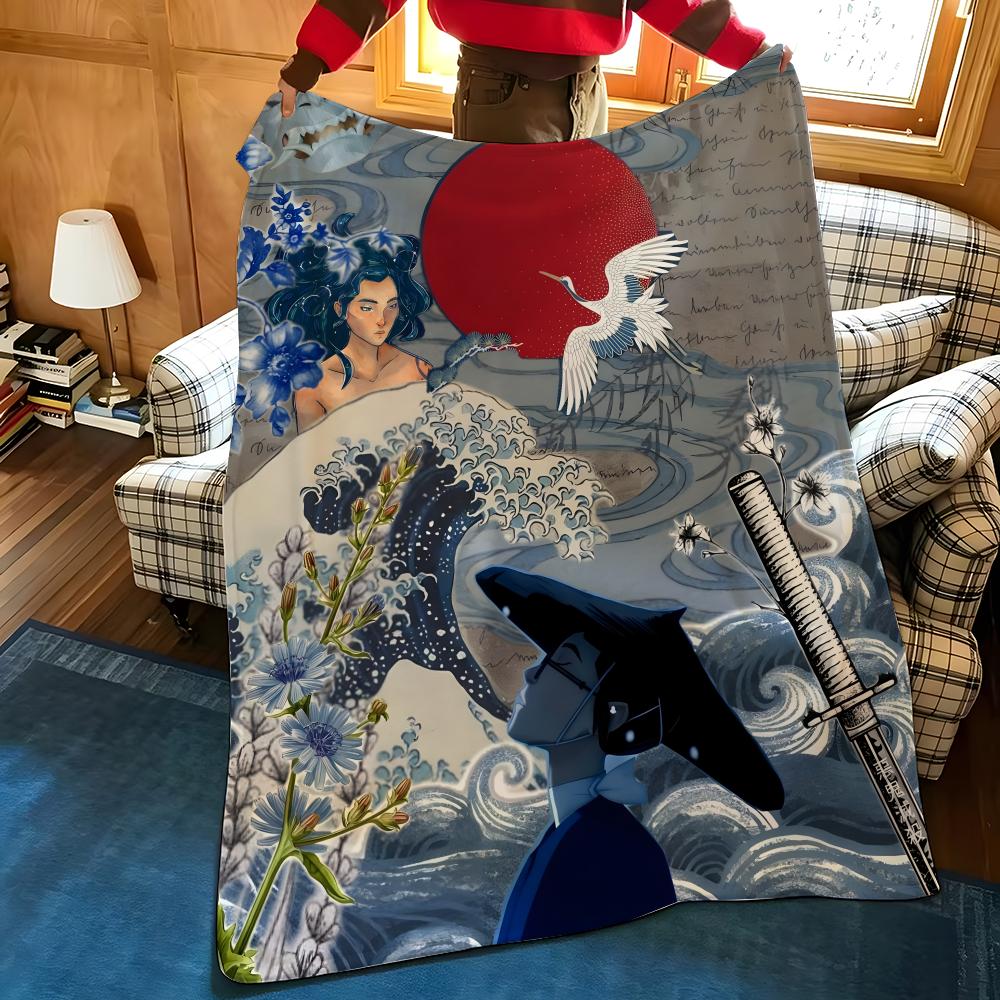 Animation B-Blue E-Eye S-Samurai Throw Flannel Cozy Print Blanket, Portable, Durable Machine Washable Cute Cool