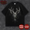 Deer Skull Antler T-Shirt Gothic Occult Stag Pagan Wendigo Dark Forest Streetwear Tee