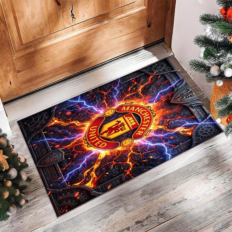 Manchester United Geprint Flanellen Vloerkleed Niet-Glijdend Zacht Polyester Vloerkleed Binnen Decoratie Mat voor Slaapkamer Woonkamer Bank