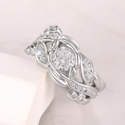 Fashion Contracted CopperColor Rings with Brilliant Cubic Zirconia Chic Women Wedding Party Jewelry Elegant Accessories