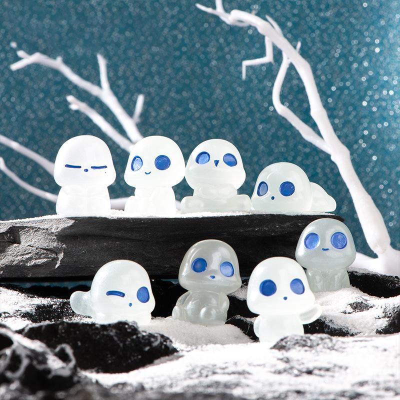 Creative Cartoon Luminous Ghost Figurine Micro Landscape Decoration Cute Miniatures DIY Home Decoration Accessories Gifts