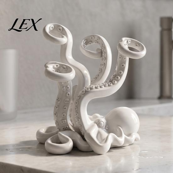 Flexible Tentacle Storage 3D Printed Octopus Toothbrush Holder, Creative Space Saving Desk Organizer, Durable Cute Accessories PLA Material