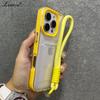 Card Holder Bag Wrist Strap Transparent Case for iPhone 16 15 14 17 Pro Max Plus 17 Air 11 12 13 Wallet Lanyard Candy Cover