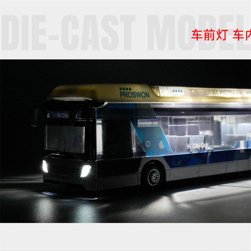 Luxury New energy Electric Airport Business Bus Alloy Car Model Diecasts Metal Tour City Bus Model Sound and Light Kids Toy Gift