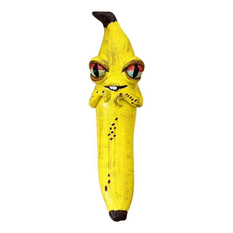 

Funny Magic Banana Ornament Big Eyes Resin Banana Figurine Home Decoration Workplace Halloween Festive Party Decorations