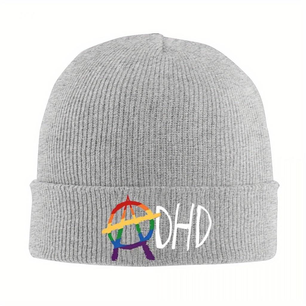 ADHD Bonnet Hats Rainbow Skullies Beanies Adult Unisex Funny Head Wrap Beanie Hats Autumn Winter Hippie Graphic Cap