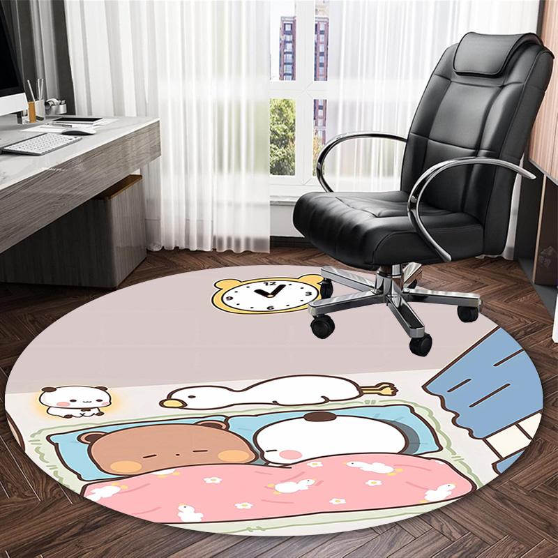 1pc Yier BuBu Bear3 Print Round Carpet Chair Round Carpet Suitable for Bedroom Living Room Home Decorative Carpet