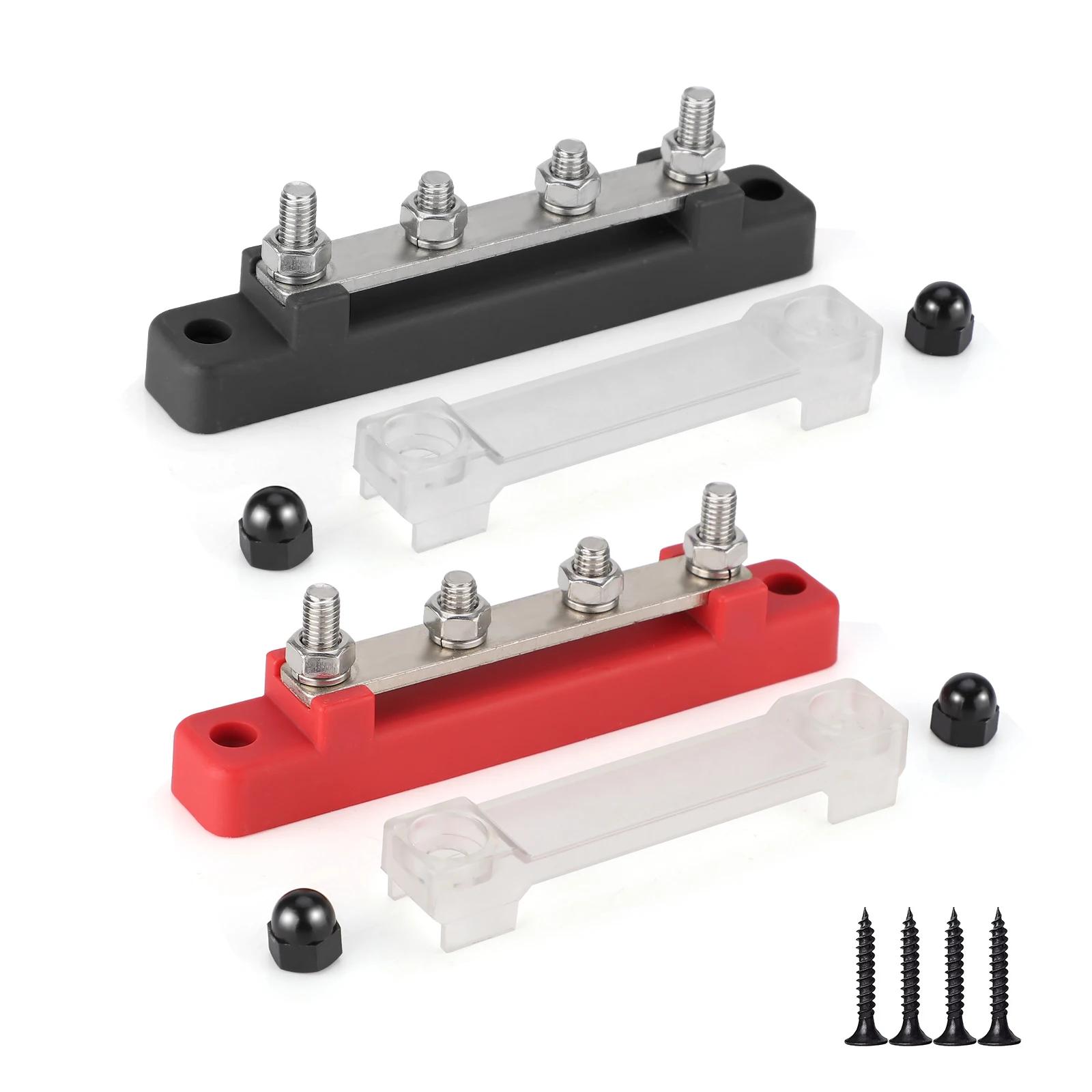 

48V 150A Marine 8x1/4 M6 Power Distribution Block with Cover 12V-48V Busbar Terminal Block Battery Bus Bar Terminal Block