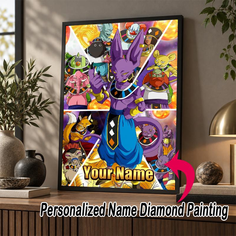 Personalized Beerus Diamond Art Custom Name 5D Diamond Painting Full Drill DIY Craft