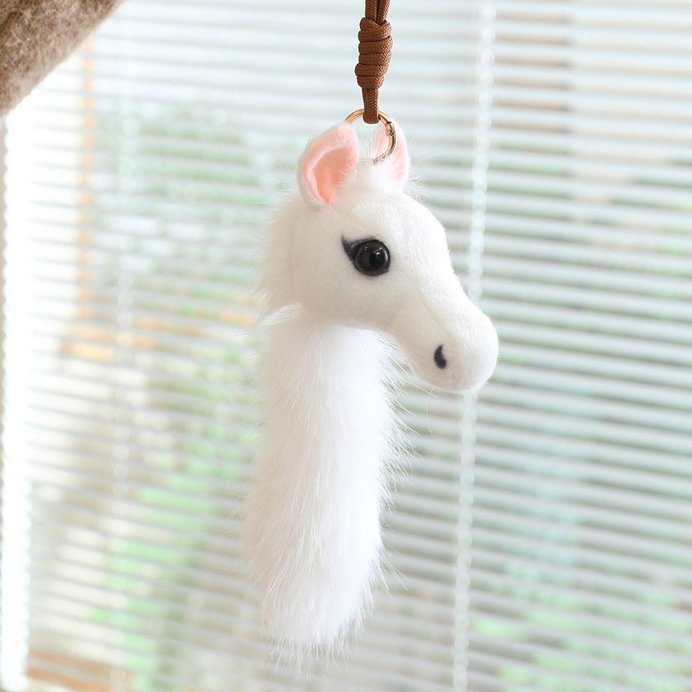 PP Cotton Pony Head Pendant Fluffy Mascot Pony Doll Horse Plush Toy Backpack Decoration