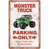 TruckNostalgiaCo Monster Truck Parking Sign - Retro Wall Decor, Multi-Purpose Accessory for Boys' Bedrooms