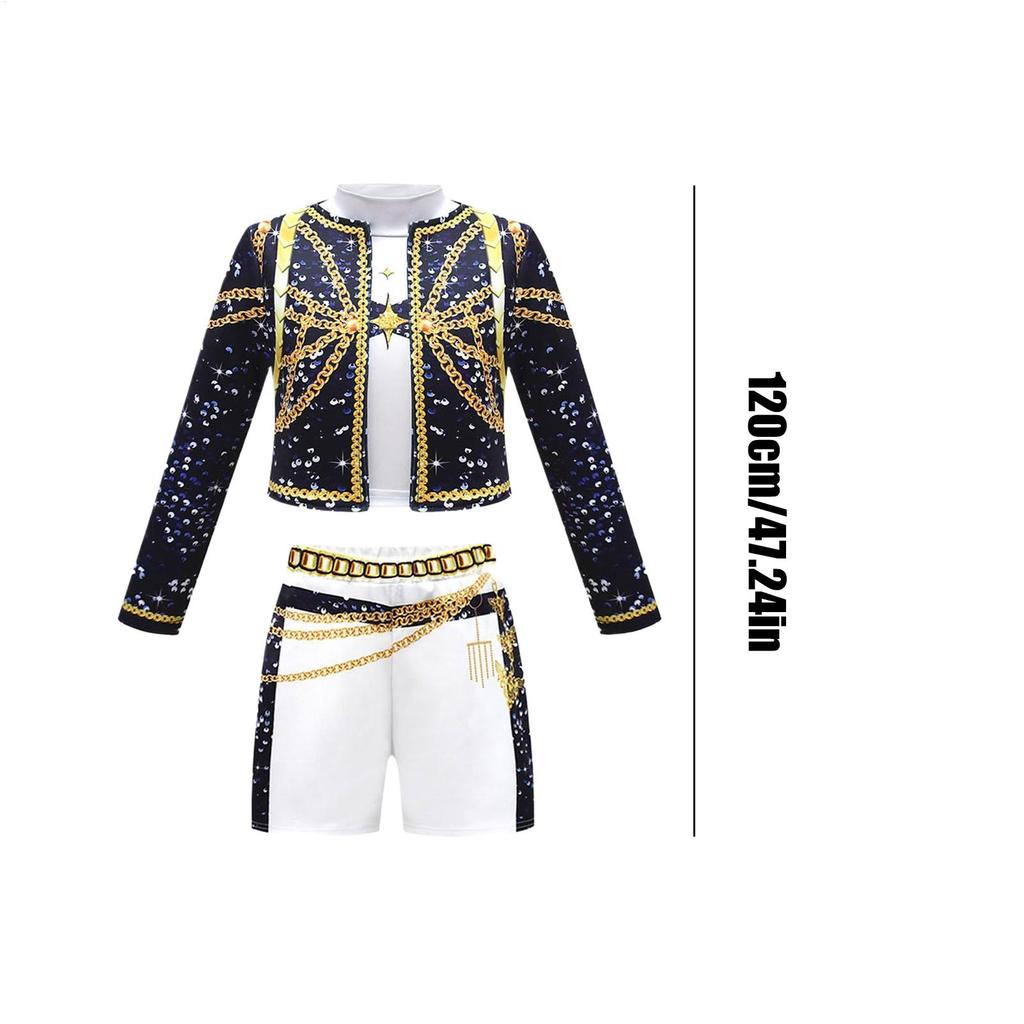 Crianças Meninas Kpop Caçadora de Demônios Cosplay Rumi Zoey Mira Conjunto de Fantasia Cosplay Estampa 3D Roupas de Apresentação de Palco Infantil Festa de Halloween