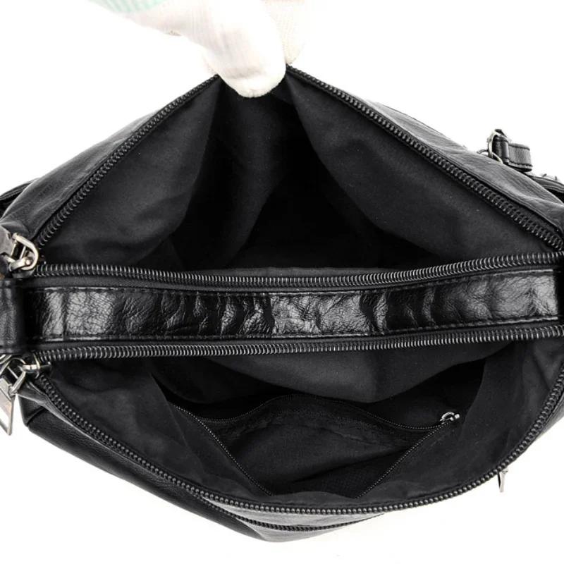 Fashion Soft Leather Crossbody Bags for Women 2026 Casual Female Multi Pocket Messenger Bags Retro Handbags Ladies Shoulder Bags