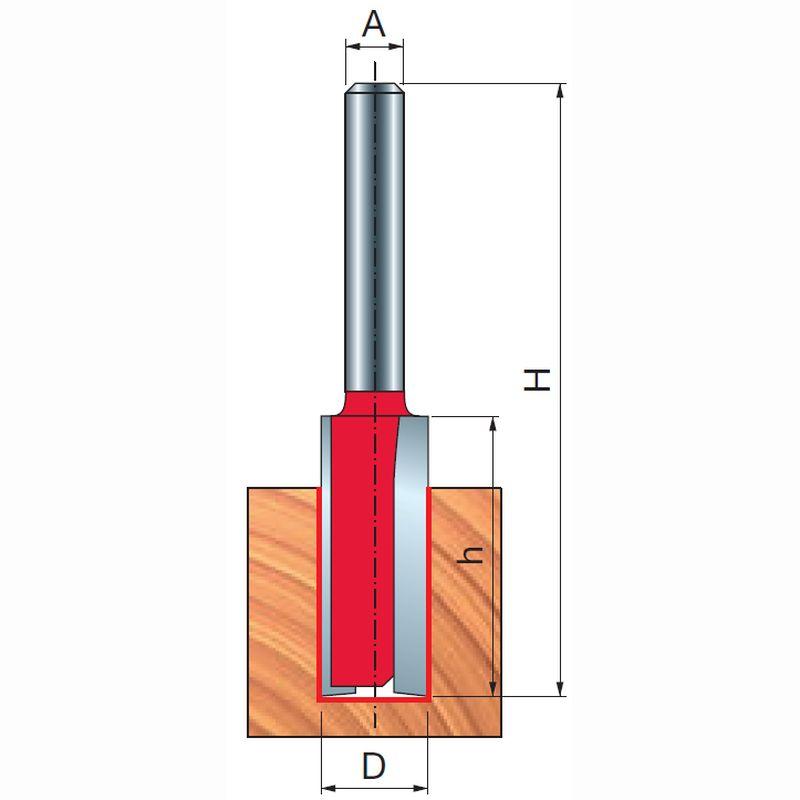 Straight Milling Cutter, Freud D=8 H=31.8 H=70 A=8 Z2, 04‑11908P