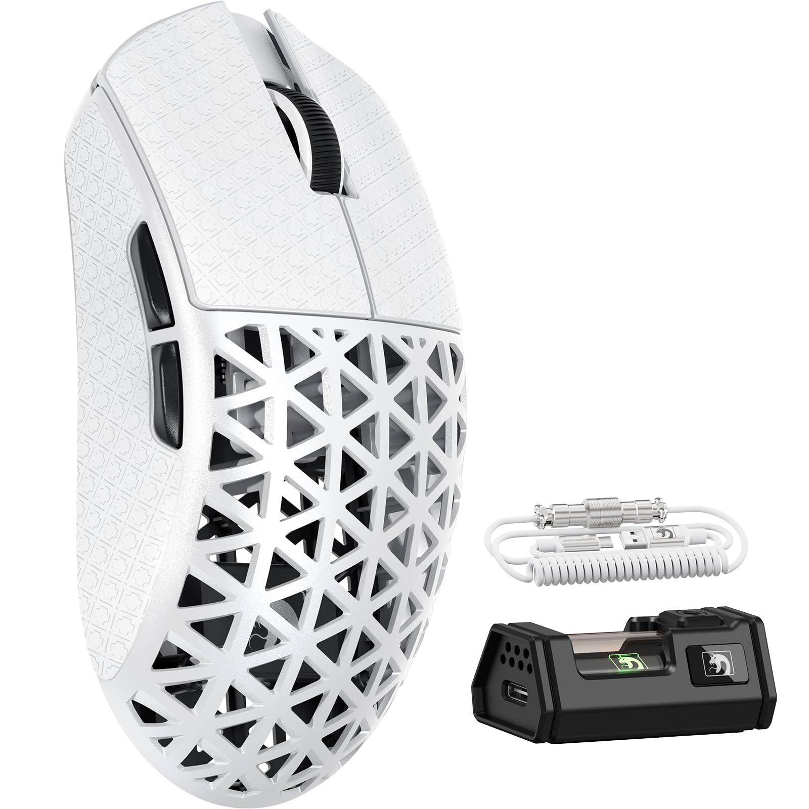 

MAMBASNAKE M5Ultra Gaming 8K Carbon Fiber Wireless PAW3950MAX Nordic52840 8000Hz Polling Up to 42000 3 FPS Coiled Grip Tape Included Direct Approval x білий