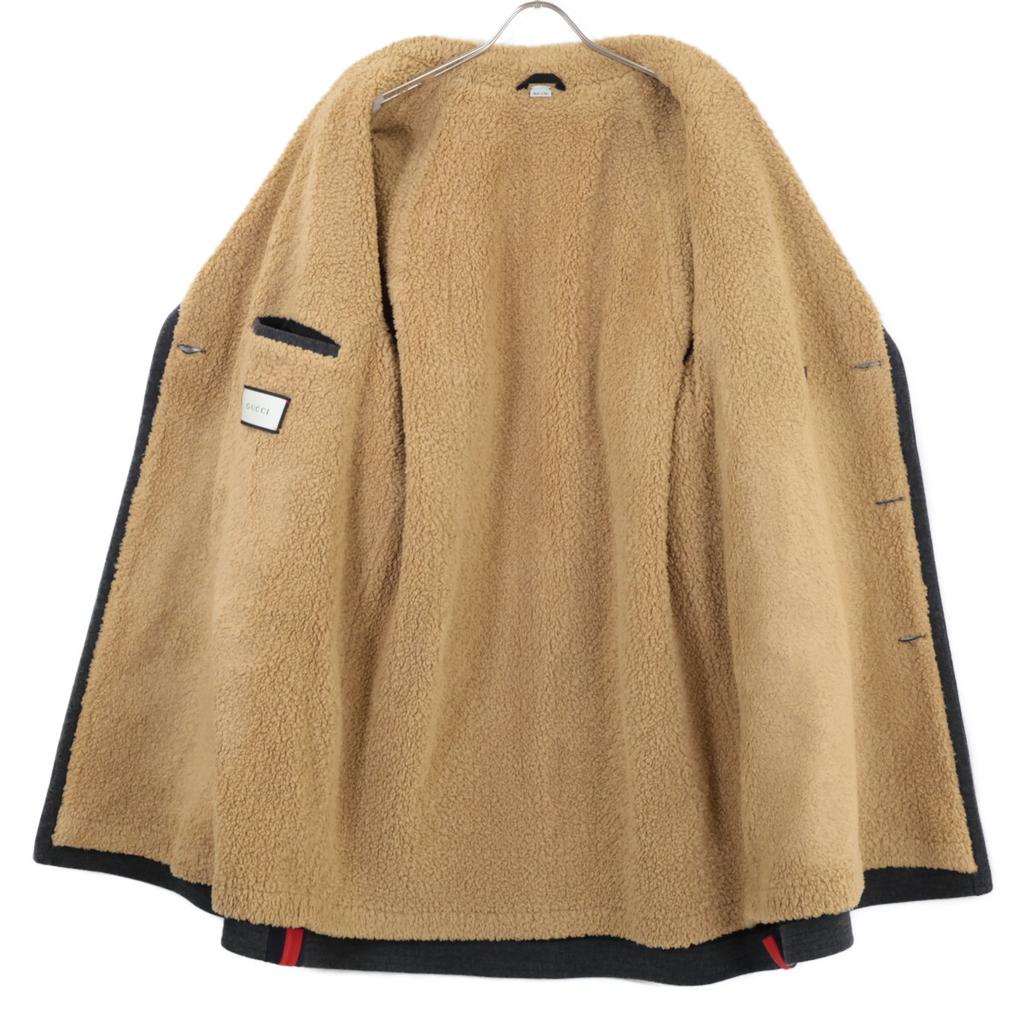 GUCCI Domestic regular 495710 Side line double-breasted fleece lining coat 44 Gray x BeigeUsed