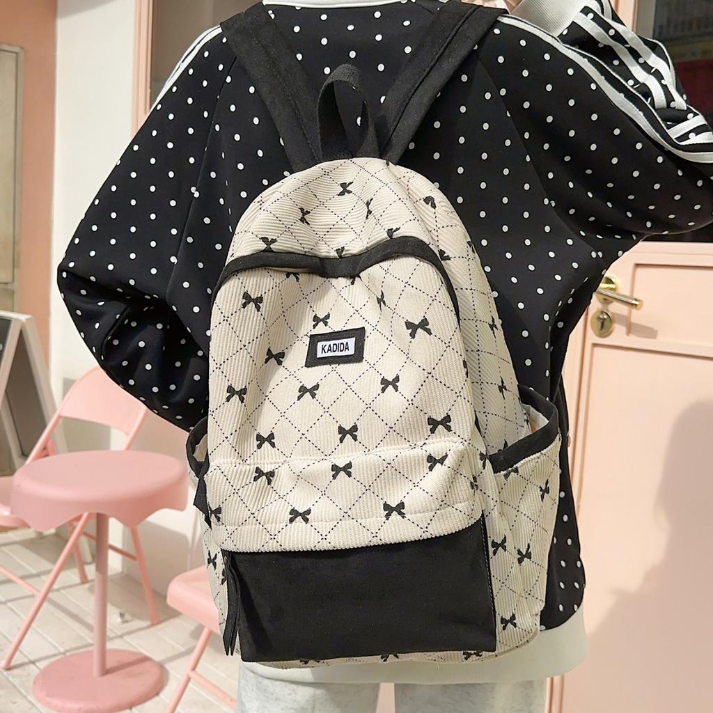 Schoolbag School Bag Junior High School Girl College Student High School Cute Bow Large Capacity Backpack Commuter Travel Backpack