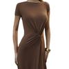 2025 Summer Fashion: European & American Short Sleeve Slimming Maxi Dress