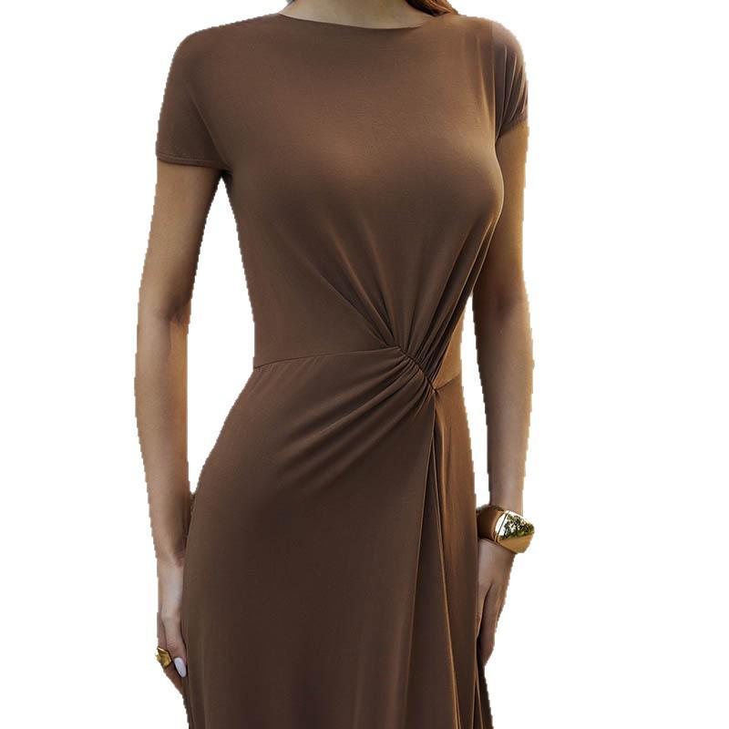 2025 Summer Fashion: European & American Short Sleeve Slimming Maxi Dress