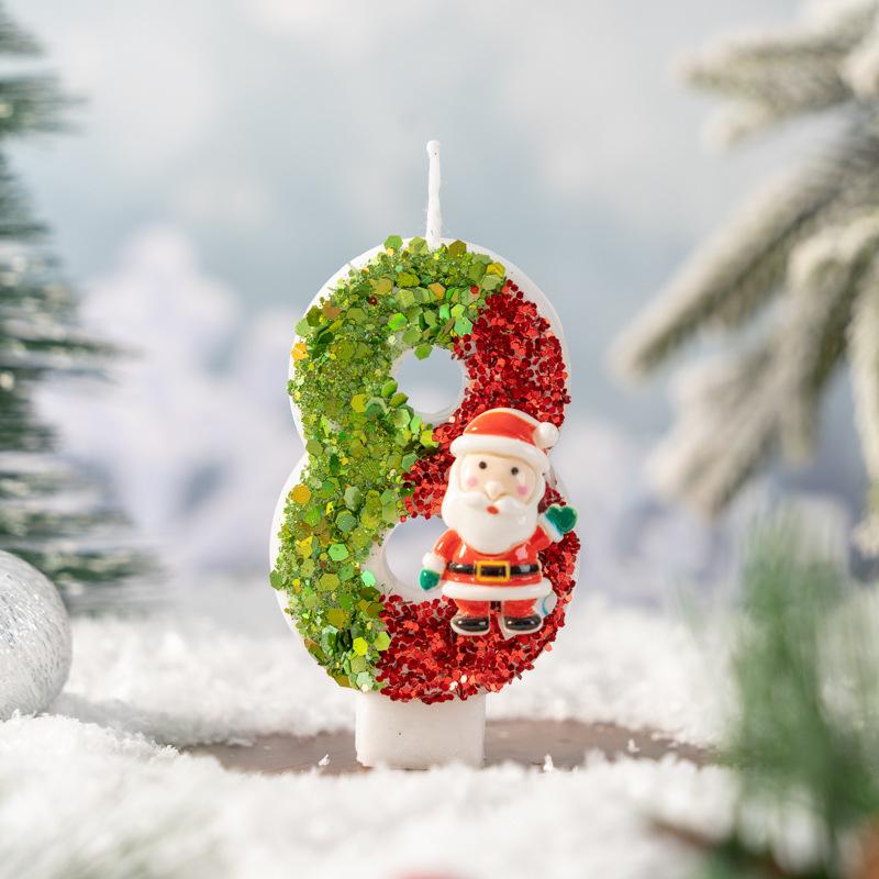 Innovative Santa Claus Number Candle 0-9 Handmade DIY Decoration Christmas Atmosphere Products