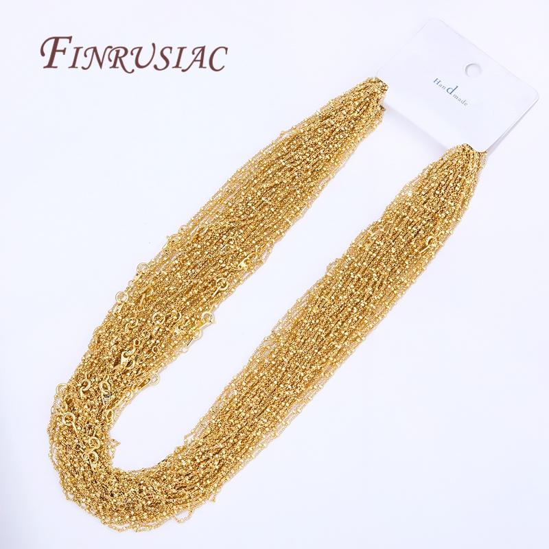 1/2Pcs 50cm 18K Gold Plated Chains Necklaces Women Bulk Wholesale Fashion Beads Chains For Jewelry Making Supplies