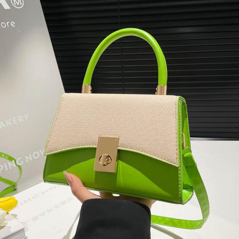 New contrasting colors, trendy texture, retro single shoulder crossbody women's temperament ins sequined lock lock handbag