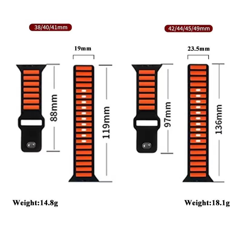 Silicone Strap for Apple Watch 10 Band 46mm 45mm 44mm 49mm 42mm 40mm 38 Correa Bracelet Iwatch Series 9 8 7 6 5 SE Ultra 2 Band