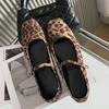 Fashion Big Size 43 Footwear Leopard Print Women Mary Janes Shoes Female Designer Shallow Fashion Buckle Strap Ladies Flat With Shoes